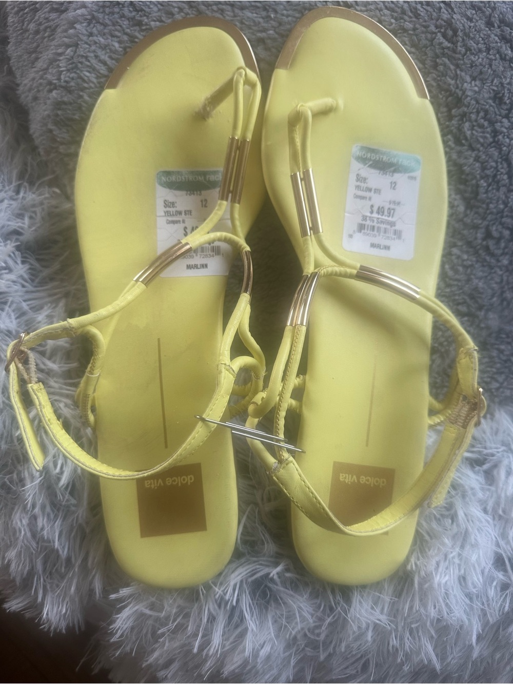 DOLCE VITA Yellow Sandals.   Size:  12